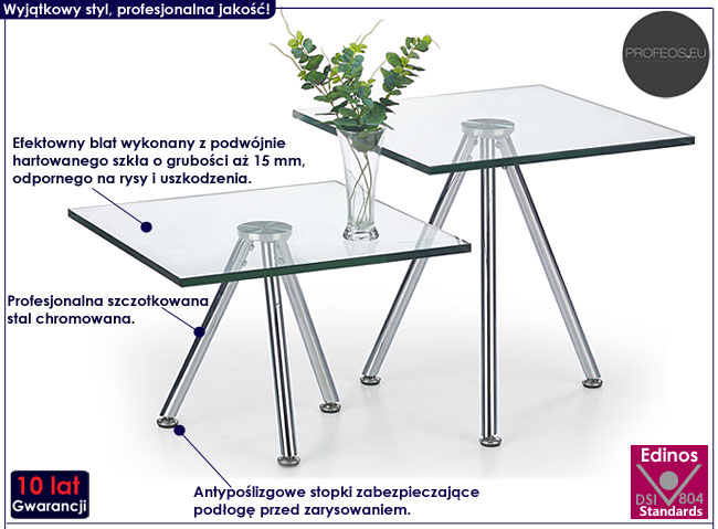 Kwadratowa ława szklana do salonu Ifoter 2X