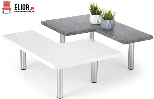 Dwa stoliki kawowe biały połysk i beton Tufil