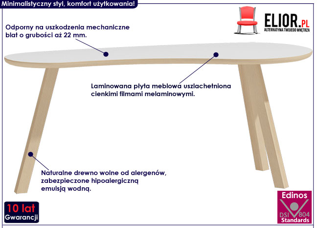 Biały owalny stolik kawowy Ivos 4X