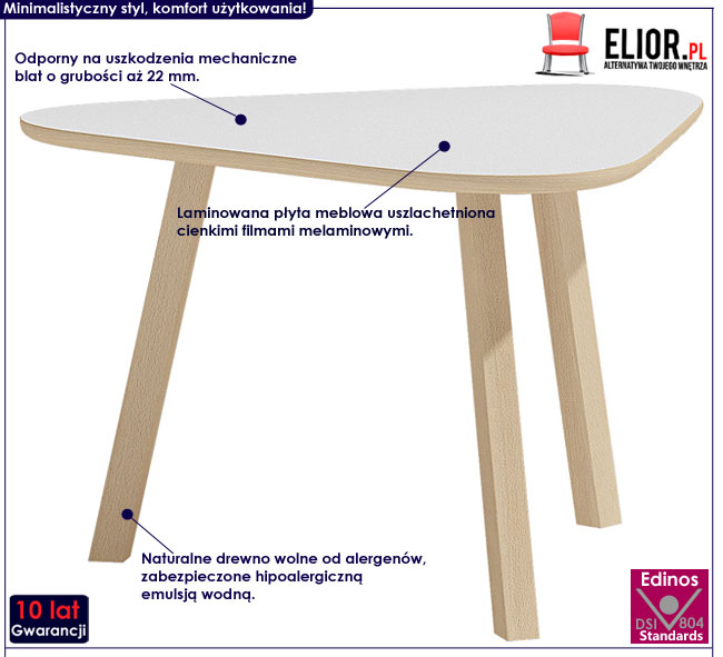 Skandynawski biały stolik kawowy Lindo 6X