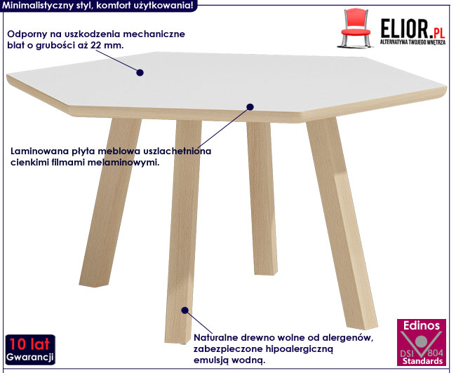 Drewniana biała ława 70x70 cm Ivos 8X