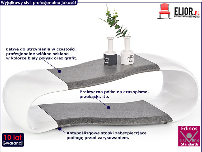 Lakierowana niska biała ława do salonu Iwez