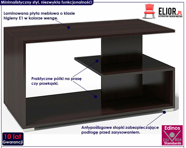 Nowoczesna ława do salonu wenge Luna