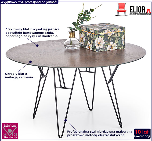 Nowoczesna brązowa ława okrągła Ombri