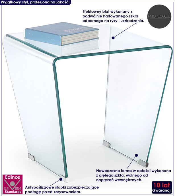 Kwadratowa ława gięta przezroczysta Fanzi