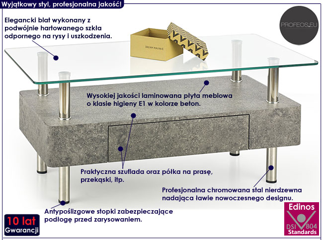 Industrialna ława z betonu Xazo