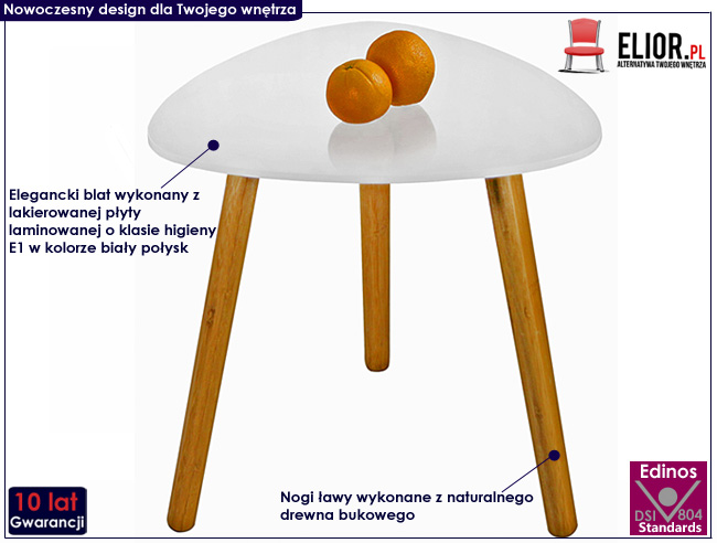 skandynawski stolik kawowy Desiro biały połysk