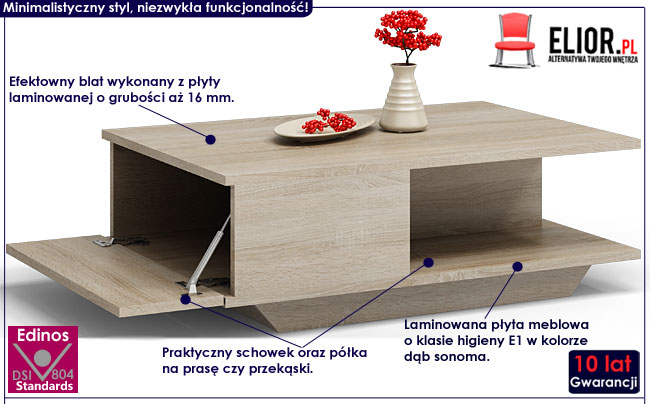 Minimalistyczna ława dąb sonoma Sensa