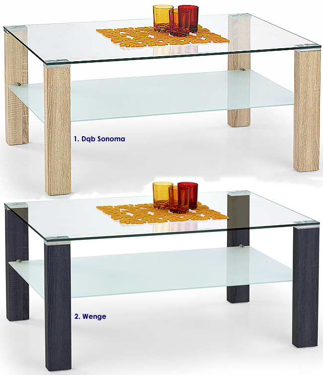 ława szklana do salonu dąb sonoma Handi 2X stolik do pokoju