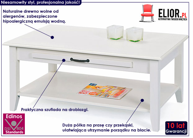 Lakierowana biała ława drewniana Tamas