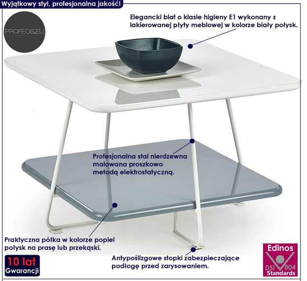 Nowoczesna ława do salonu biała Olet 2X