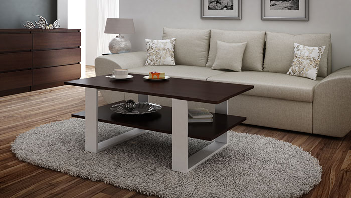 Nowoczesna ława biała, wenge Toverio