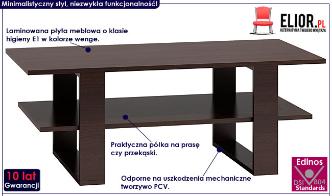 Ława w prostokątnym kształcie wenge Tonsa