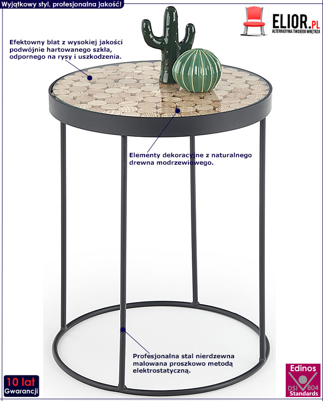 Okrągła czarna ława wysoka Igi 2X