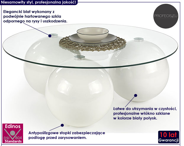 Nowoczesna lakierowana biała ława Taros