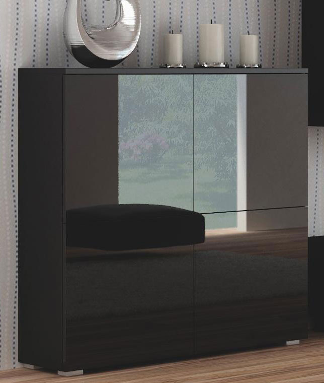 Czarna komoda stojąca do salonu wysoki połysk Vitoria 2X
