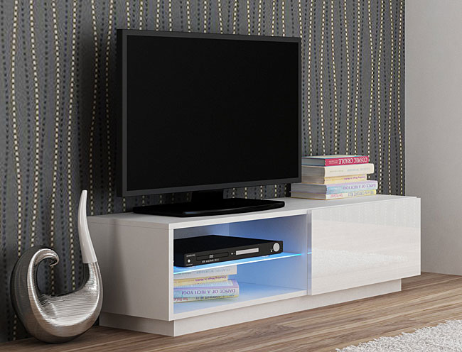 Nowoczesna biała szafka RTV z oświetleniem Vitoria 4X