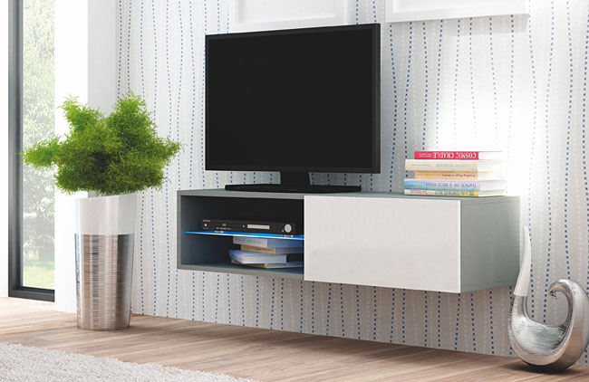 Wisząca szafka pod telewizor biała, szara Vitoria 5X