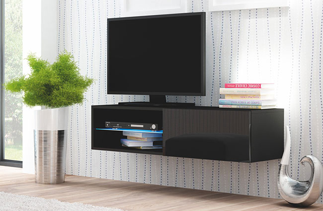 Czarna szafka pod telewizor wysoki połysk Vitoria 5X