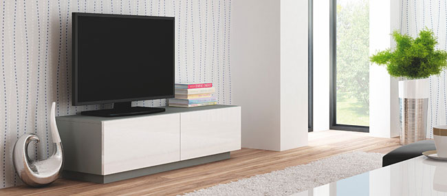 Nowoczesna szafka RTV biała, popiel Vitoria 6X