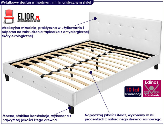 łóżko dores białe skórzane