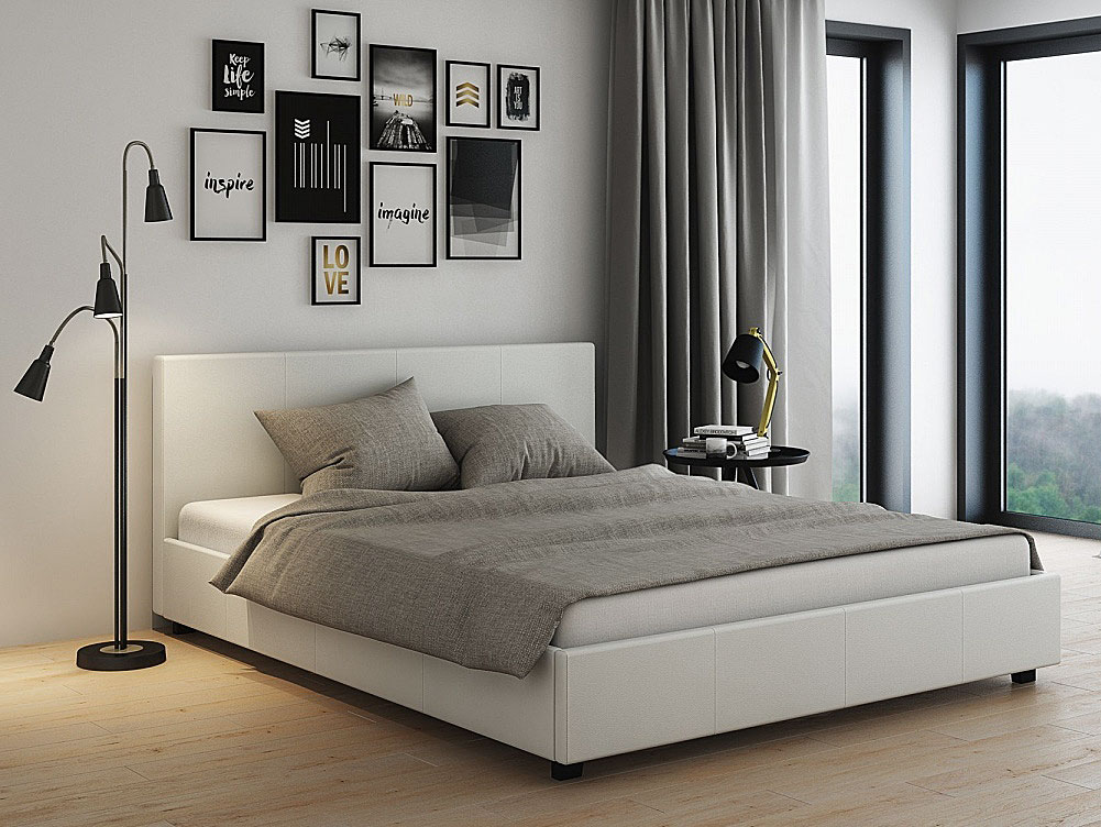 łóżko tapicerowane białe delisa