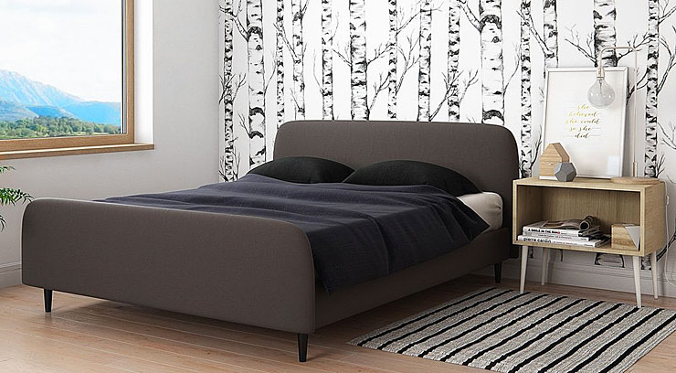 łóżko tapicerowane szare popiel