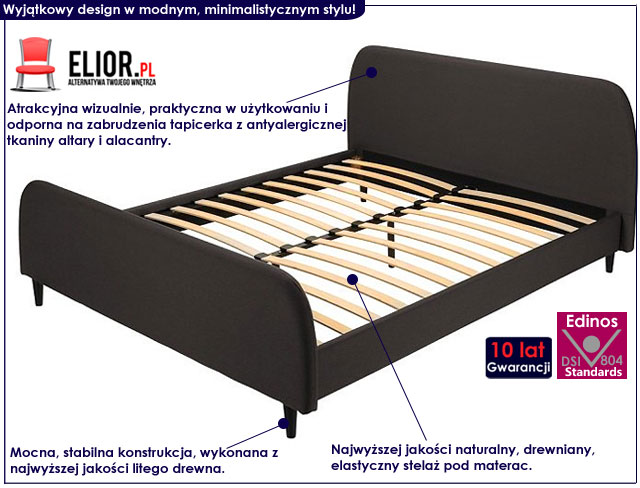 łóżko popielate 140x200 szare