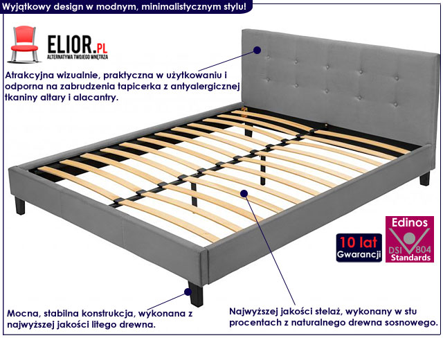 łóżko pikowane popiel 140x200