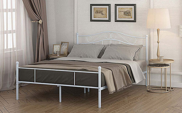łóżko białe metalowe inello