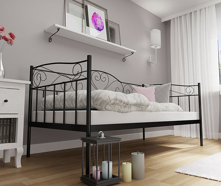 łóżko czarne metalowe 90x200 jednoosobowe pojedyncze