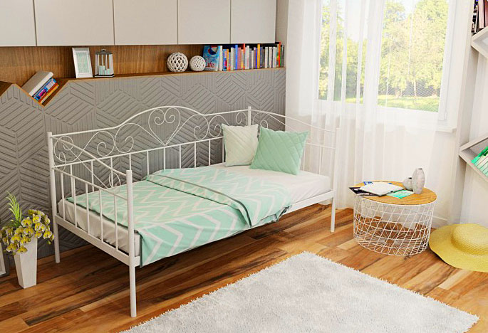 łóżko białe metalowe 90x200 jednoosobowe