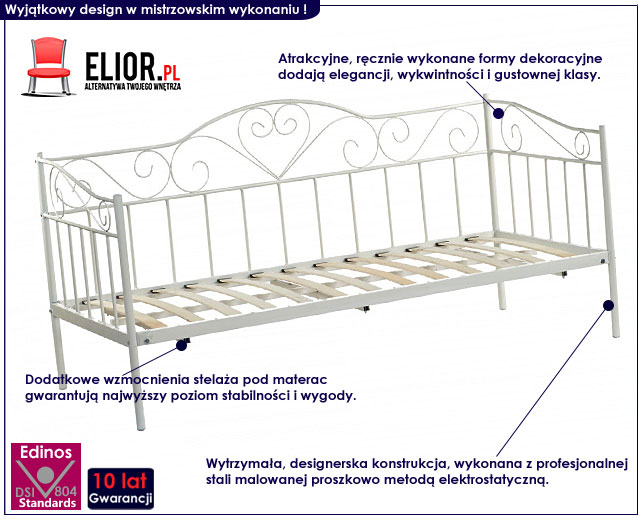 łóżko metalowe białe 90x200