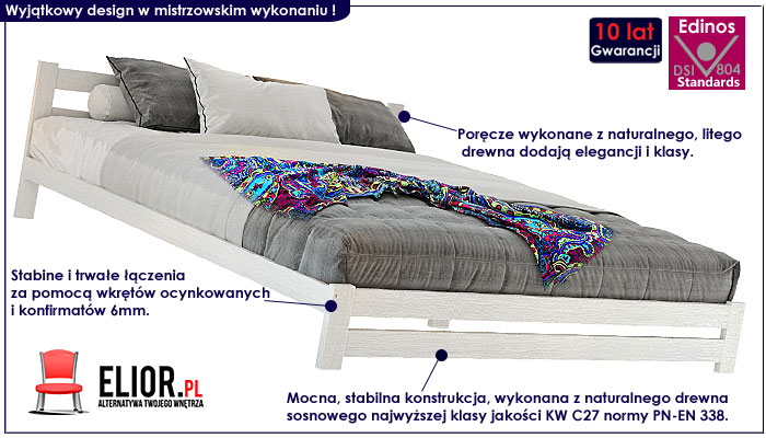 łóżko biale drewniane 120x200