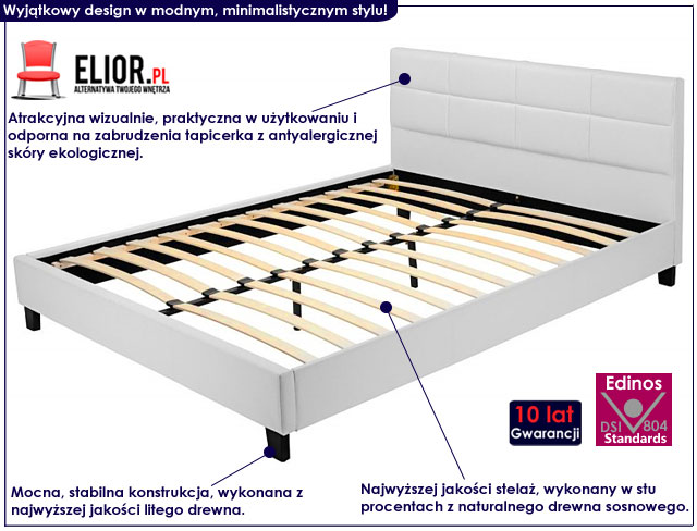 łóżko białe pikowane mires