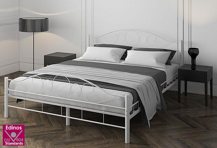 łóżko białe metalowe 140x200