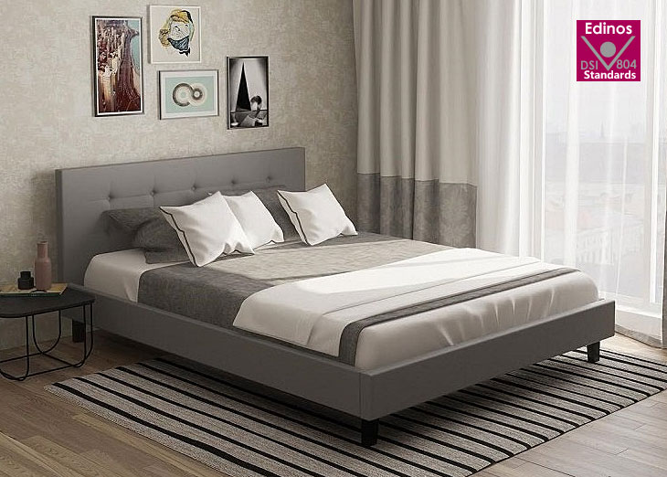 łóżko 140x200 pikowane szare popiel
