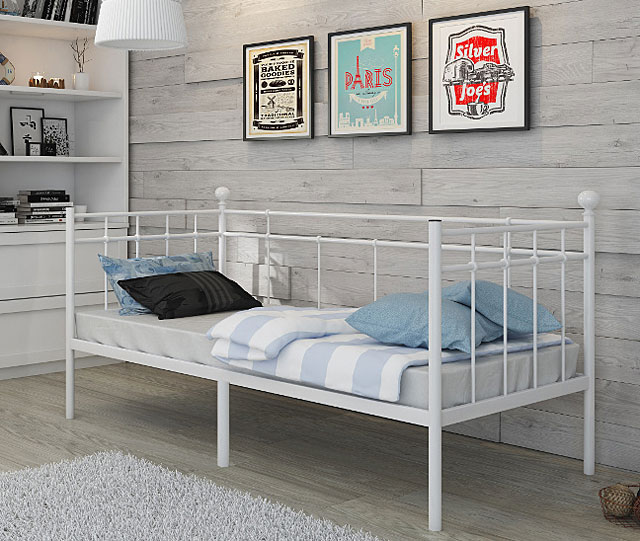 łóżko czarne metalowe 90x200