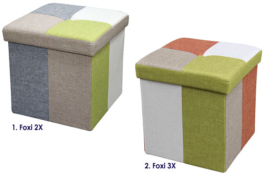 Kolorowa pufa otwierana do salonu, pokoju dziecka Foxi