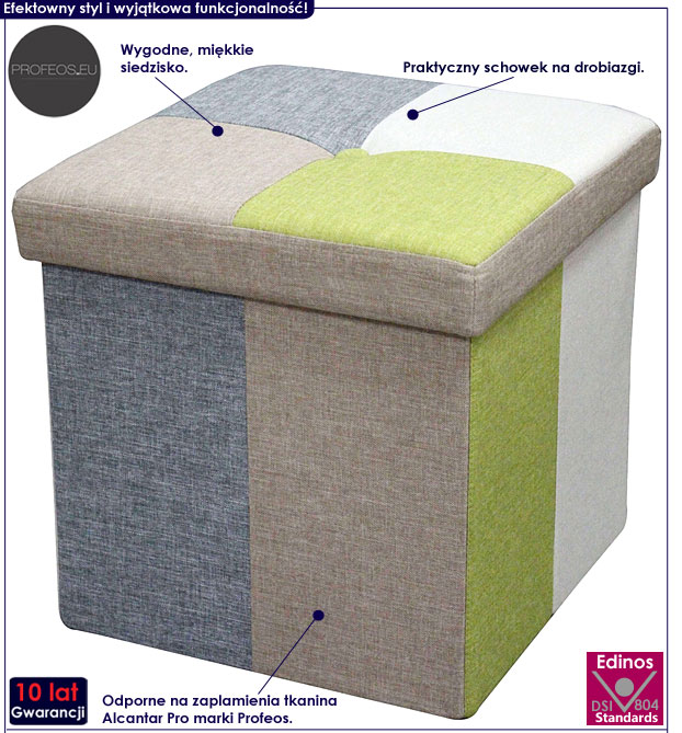 Kwadratowa pufa kolorowa ze schowkiem Tresa 2X