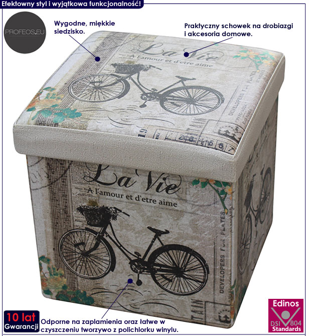 Otwierana pufa kwadratowa z printem Lexi