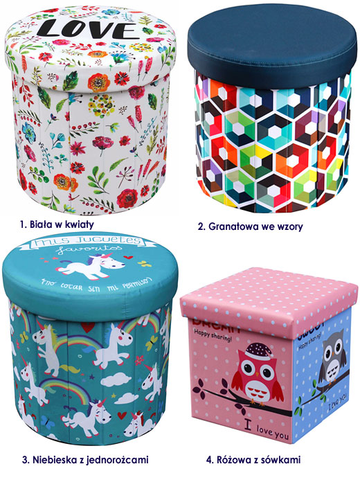 Kolorowa pufa do pokoju dziecięcego Iwaria