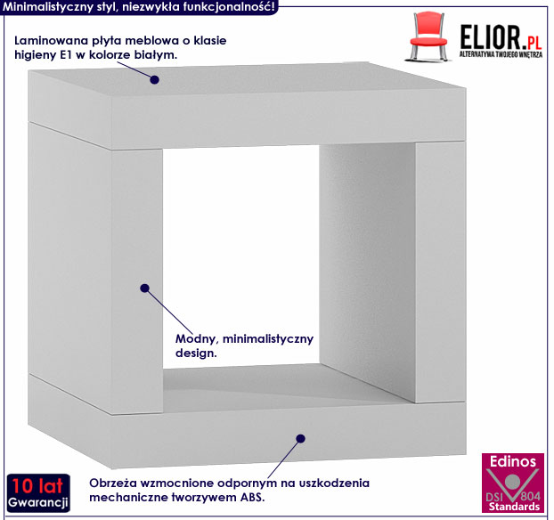 Minimalistyczny biały regał Idris 2X