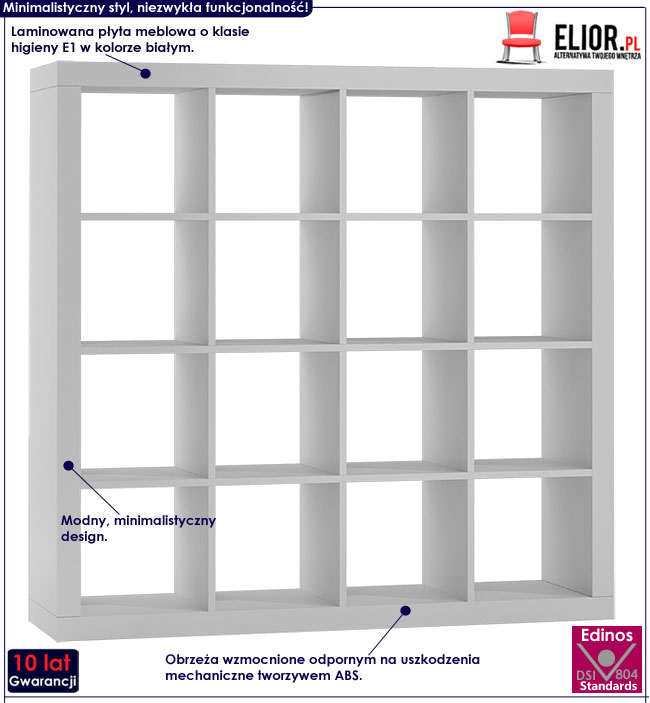 Biały regał komorowy kwadrat Idris 5X