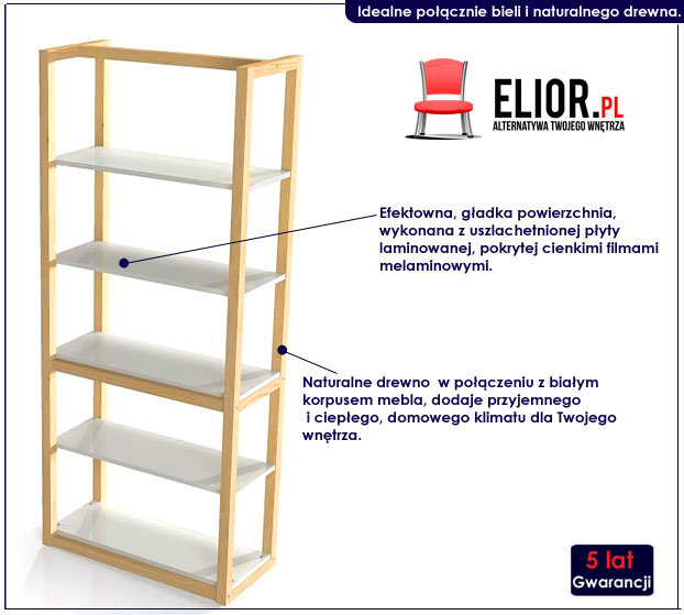 regał biały Kizo D5