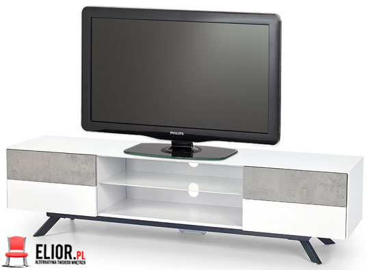 Nowoczesna szafka pod telewizor biała, beton Monati 6X