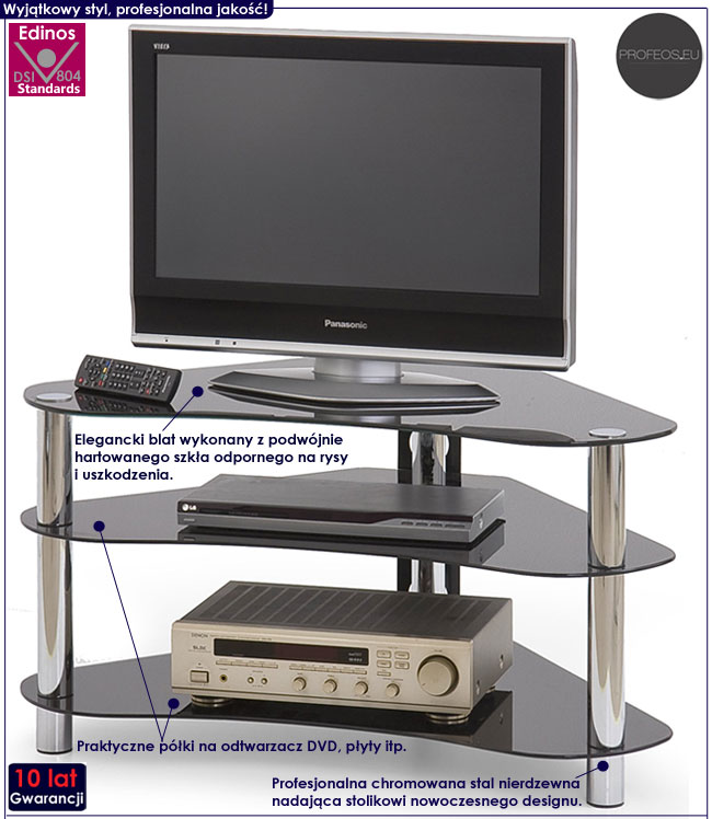 Czarny szklany stolik RTV Aldea