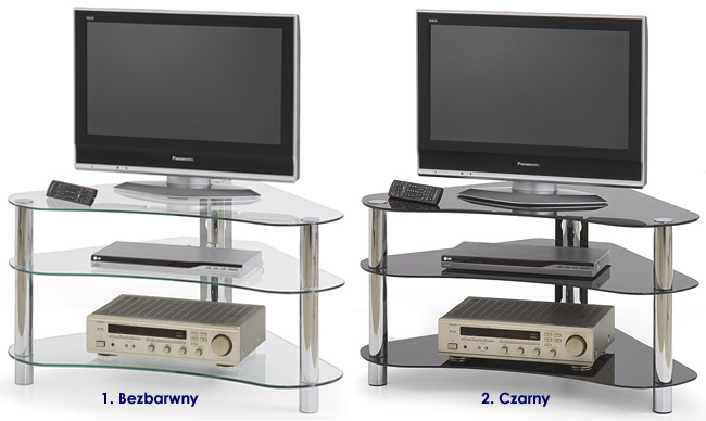 Szklana szafka RTV na telewizor, DVD Aldea