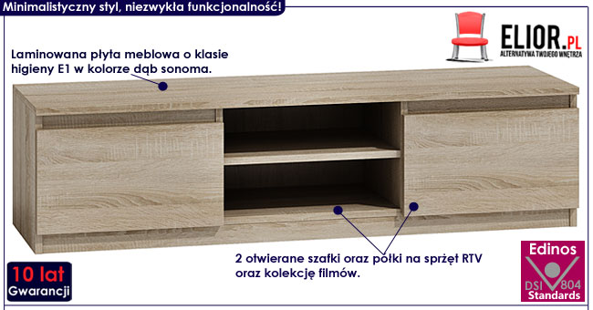 Nowoczesna szafka RTV dąb sonoma Verta