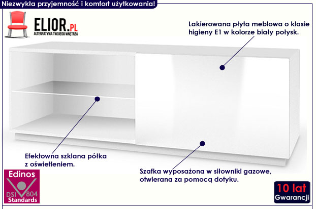 Lakierowana biała szafka RTV z oświetleniem Vitoria 4X